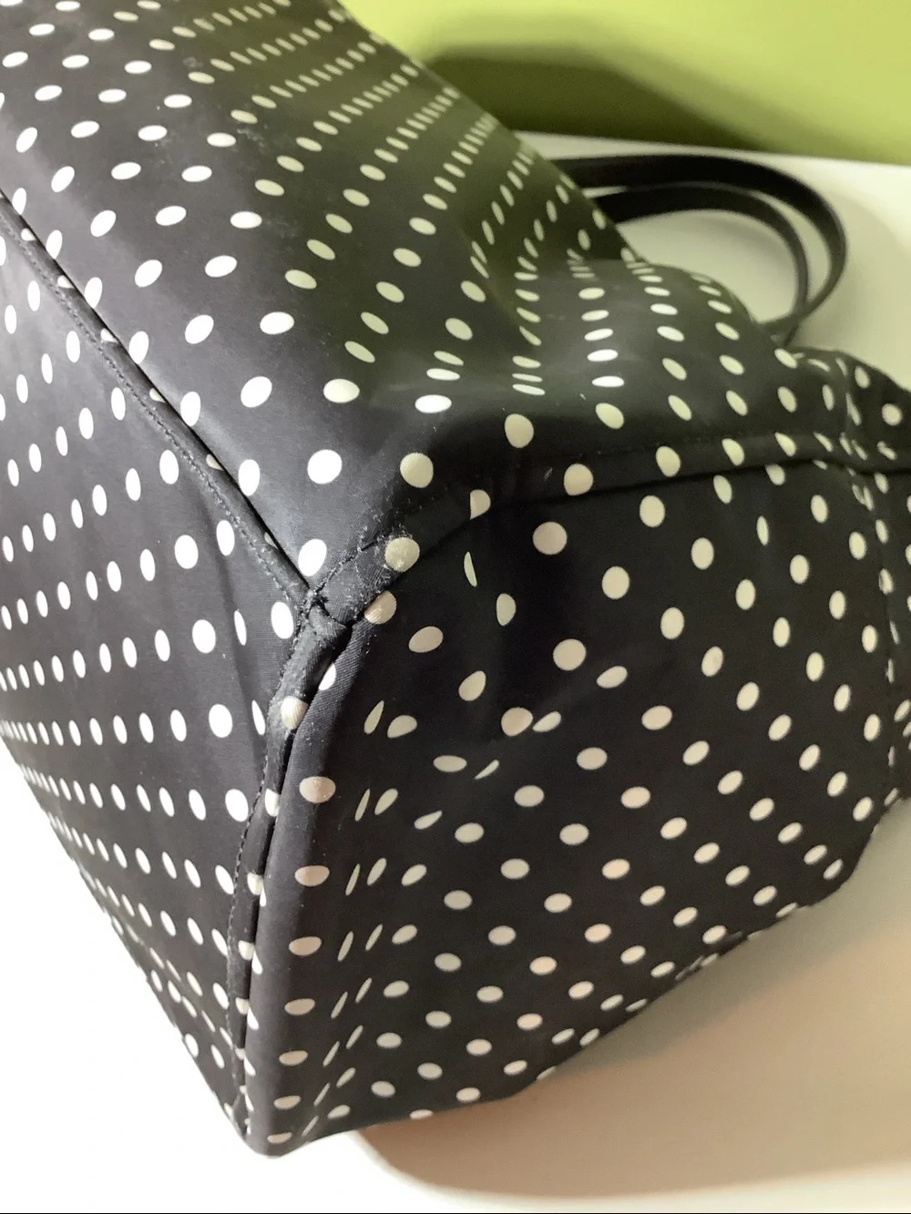 Kate Spade NY nylon black with white polka dots travel/weekender/duffle bag